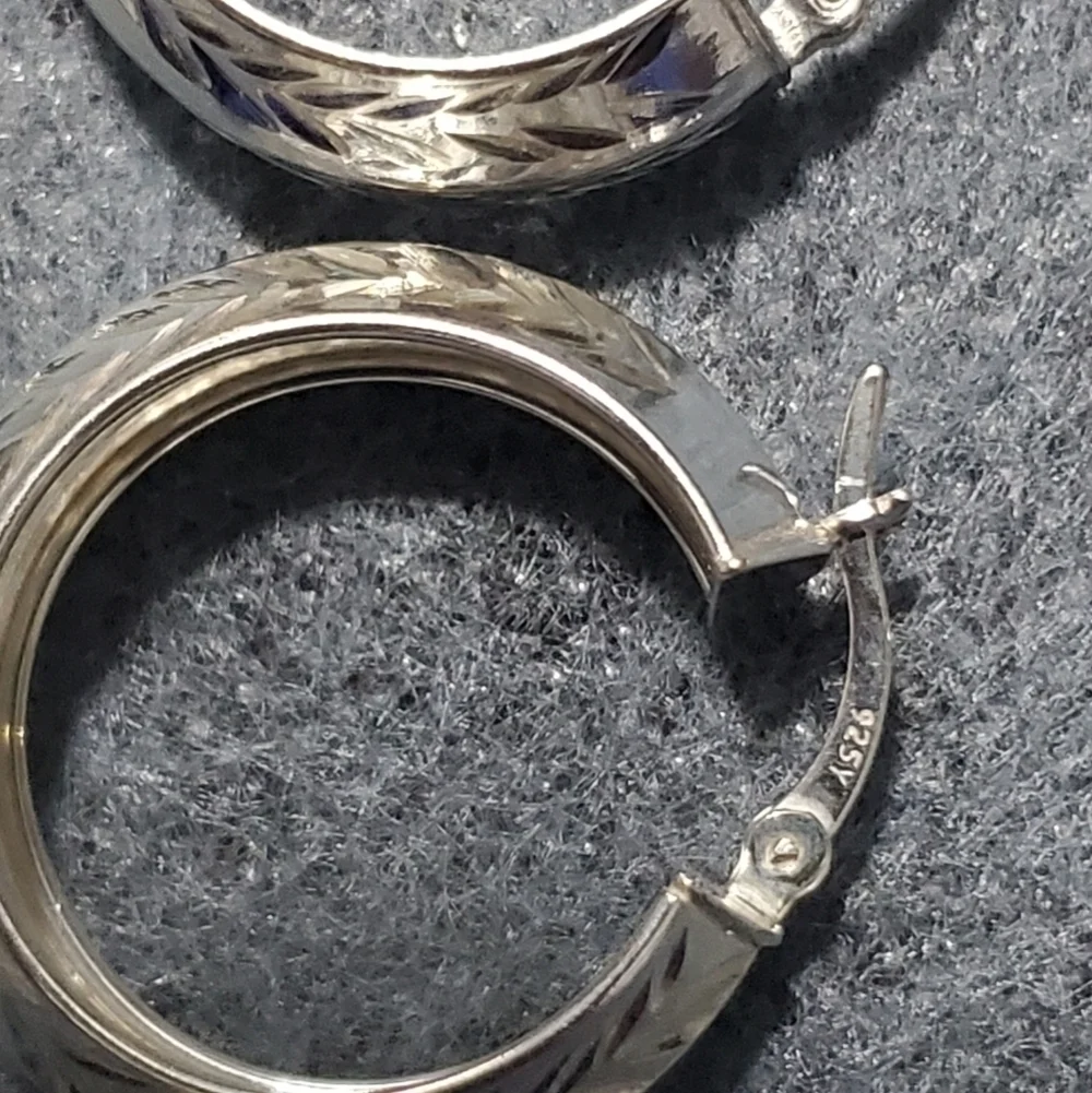 Diamond Cut Hoop Earrings Sterling Silver Rose Gold